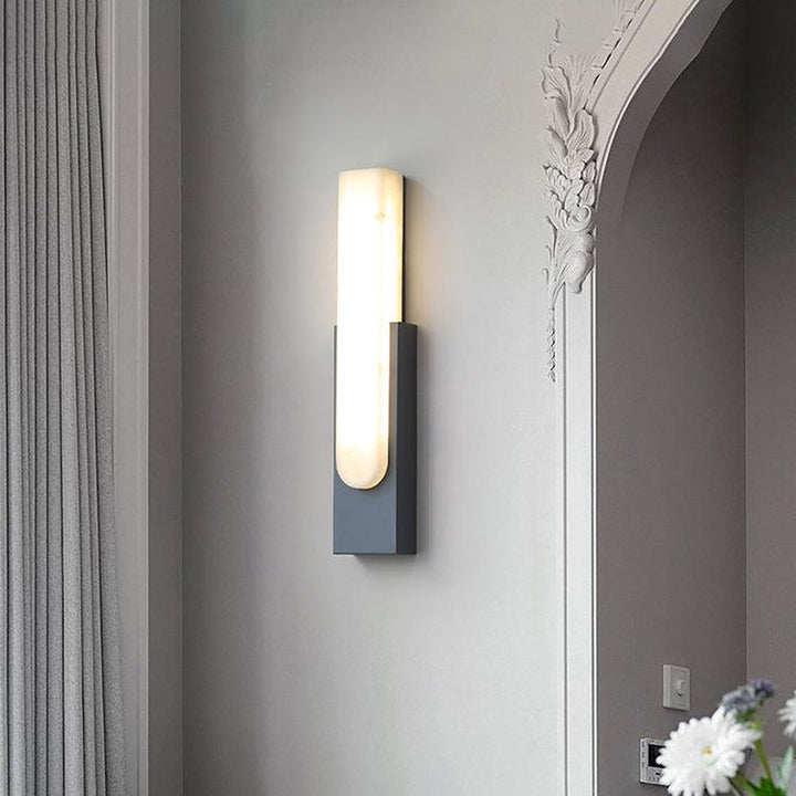 Modern Alabaster-Effect Brass Wall Sconce LED 1-Light