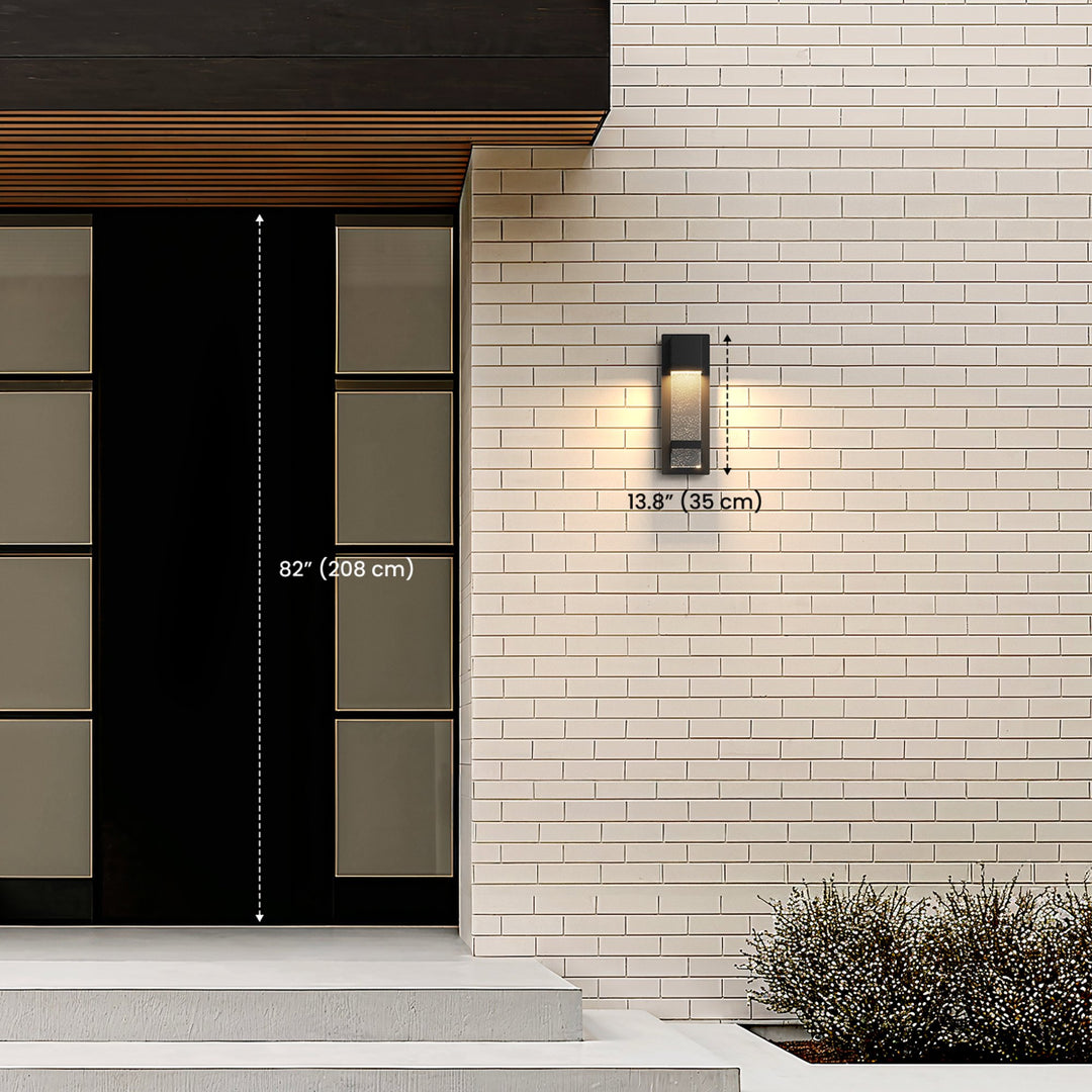 Seeded Glass Column Outdoor Wall Light | Black