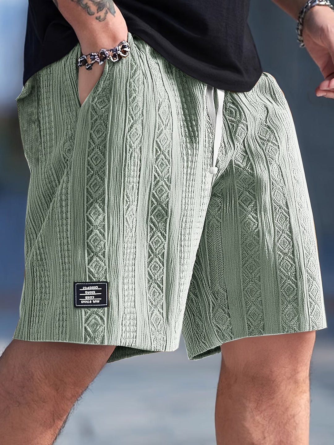 Men's Drawstring Geometric Summer Shorts – image 3