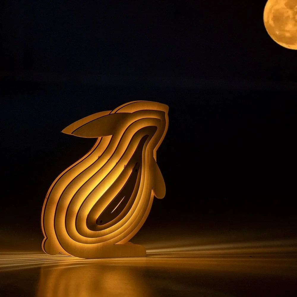 3D Wooden Animal Table Lamp