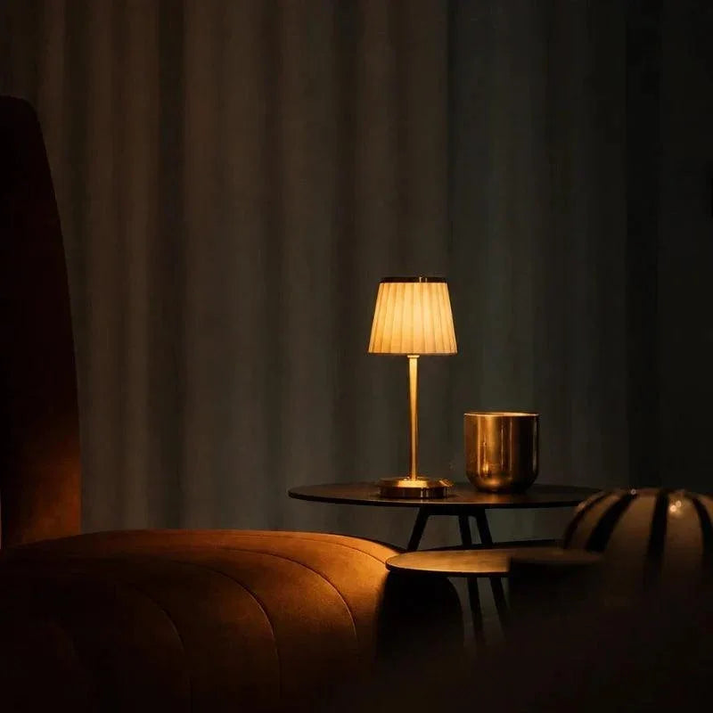 Pleated Shade Cordless Table Lamp
