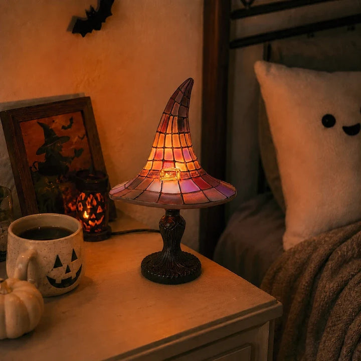 Stained Glass Witch Hat Table Lamp