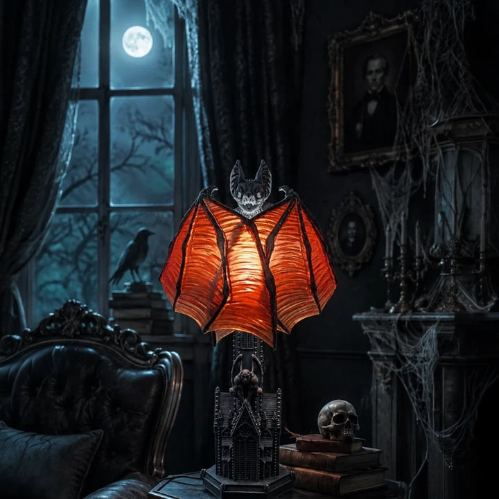 Gothic Bat Wing Resin Table Lamp