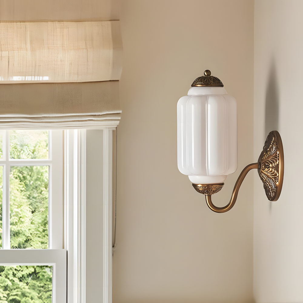 Lumi Vintage Milk Glass Oiled Brass Eloise Sconce