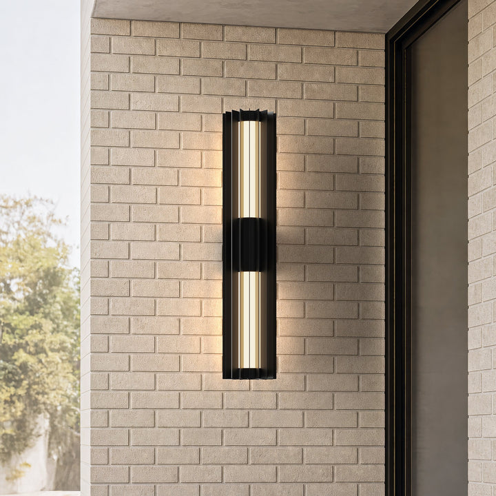 Cylinder Outdoor Wall Light | Black Steel, Up and Down