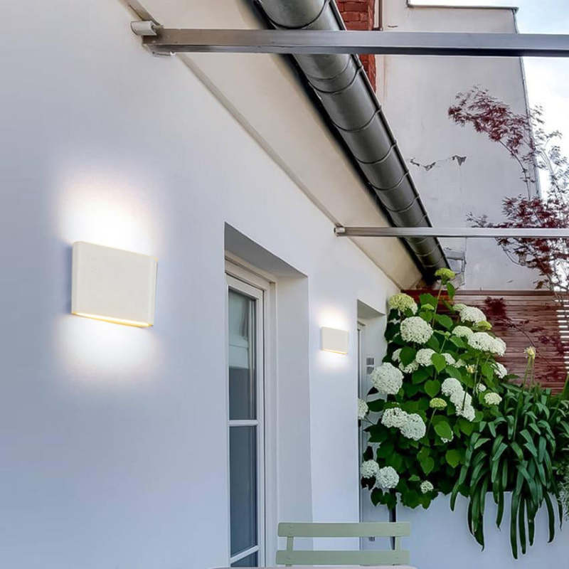 Slim Rectangular Outdoor Wall Light | Up and Down LED, Black or White