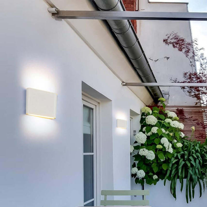 Slim Rectangular Outdoor Wall Light | Up and Down LED, Black or White