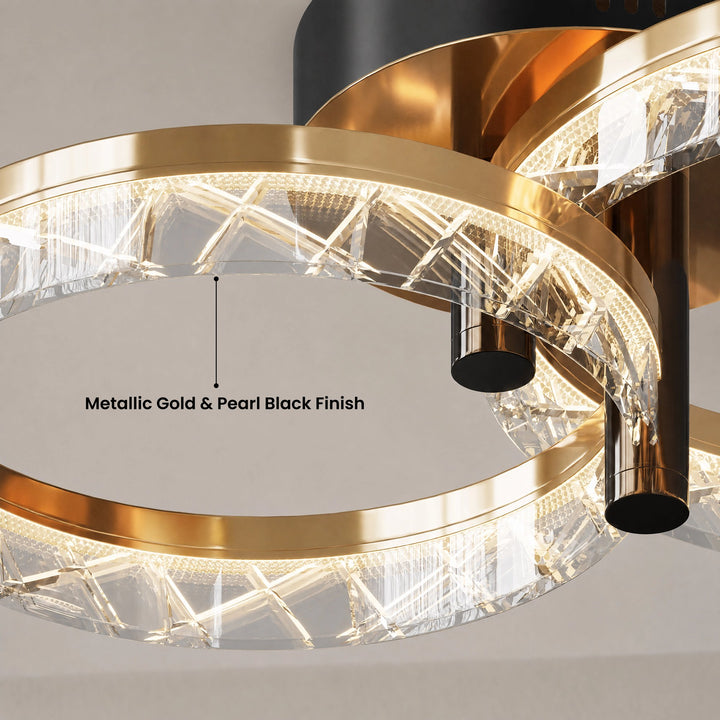 Crystal Ring Semi-Flush Ceiling Light | Gold and Black