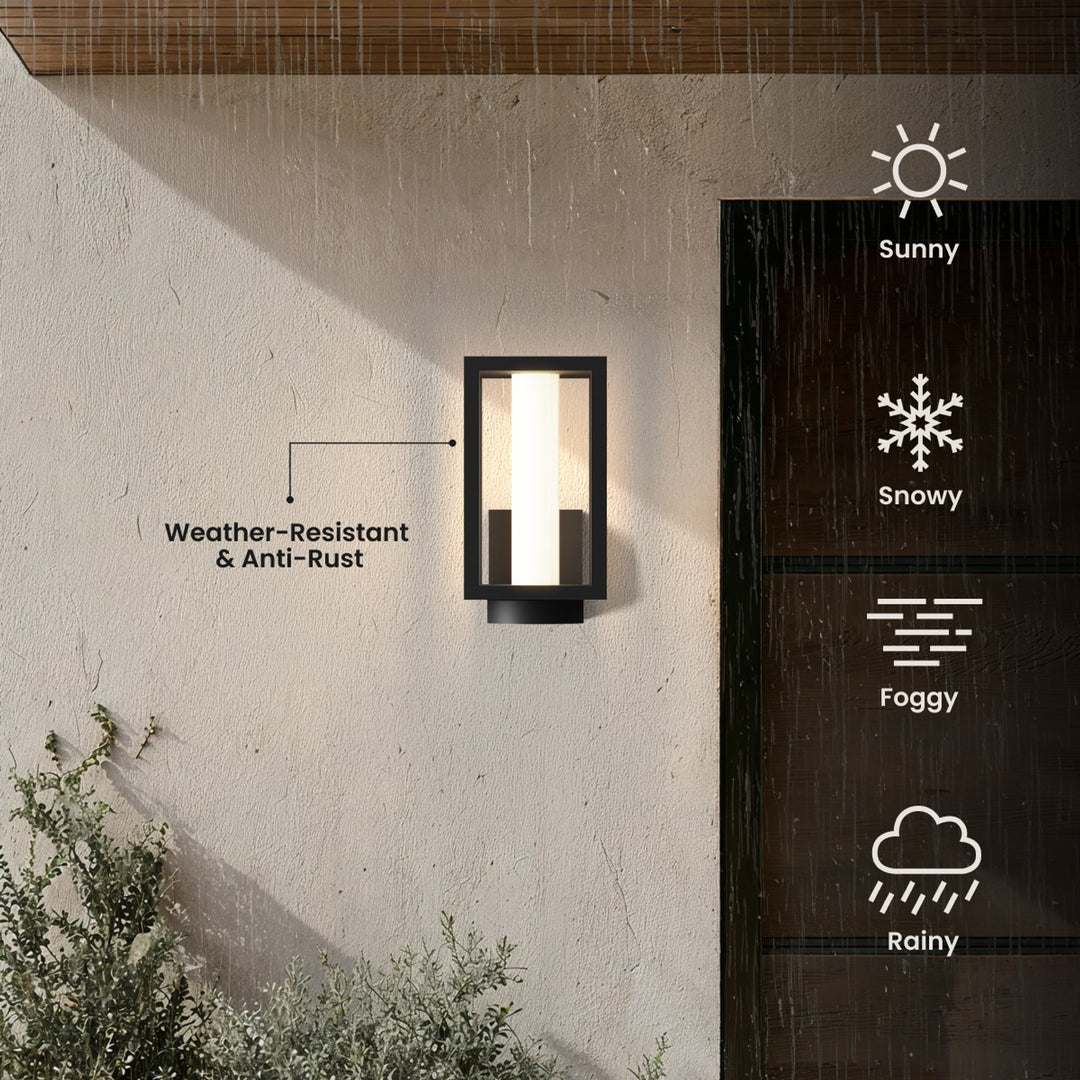 Lantern Outdoor Wall Light | Solar or Hardwired, Black