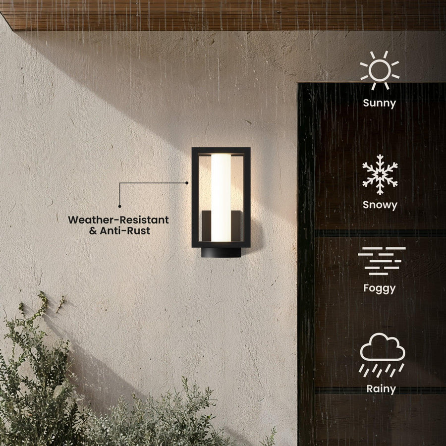 Lantern Outdoor Wall Light | Solar or Hardwired, Black