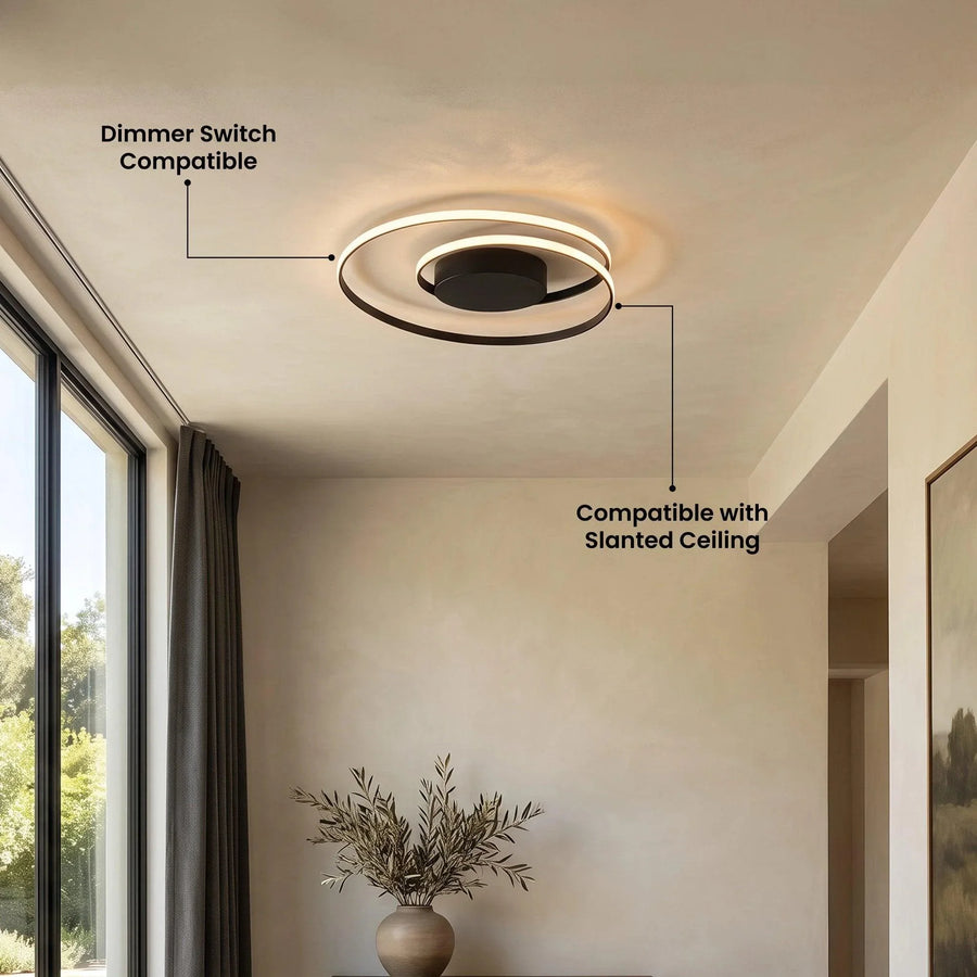 Sculptural Swirl LED Ceiling Light | Black or Gold