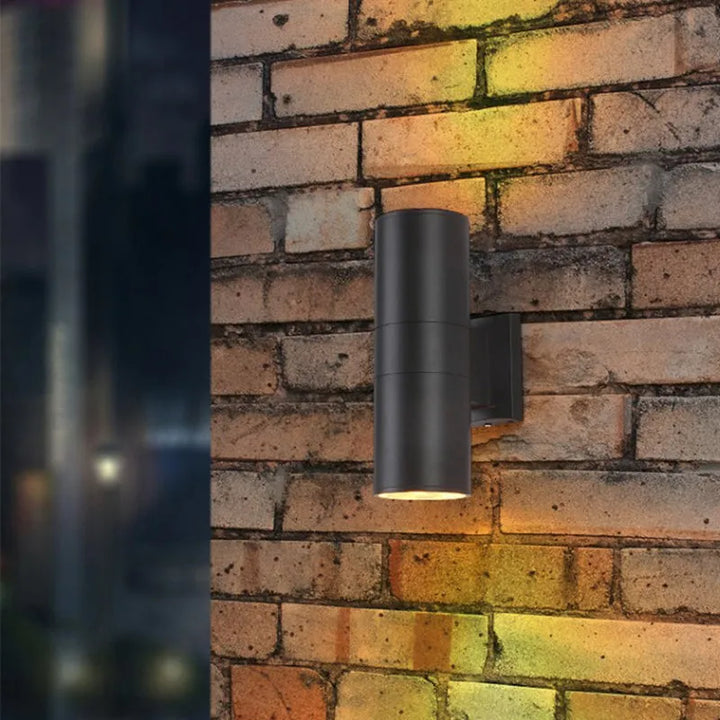 Cylinder Up and Down Outdoor Wall Light | Black, Three Sizes