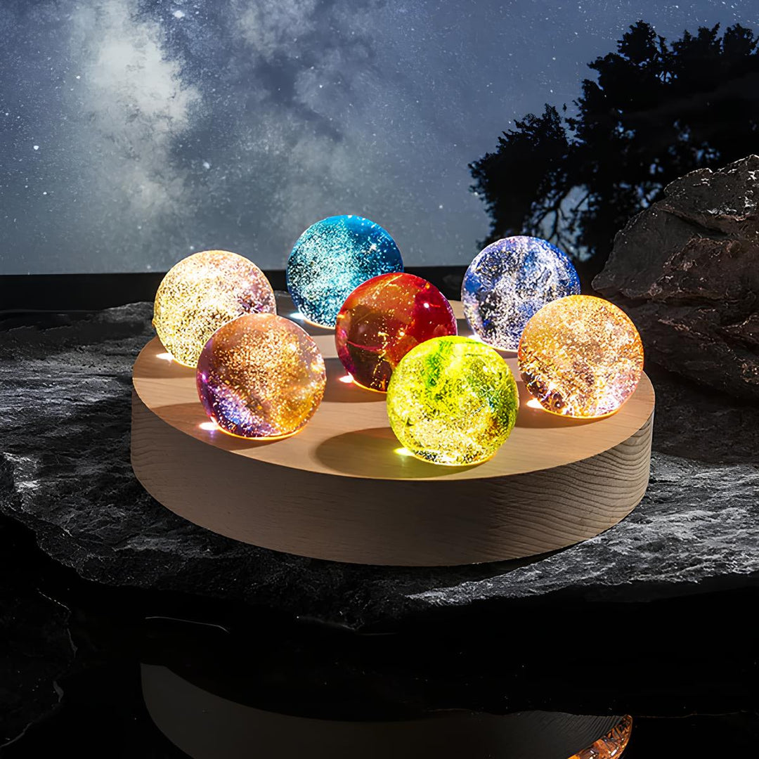 Galaxy Crystal Orb Display Set of Seven