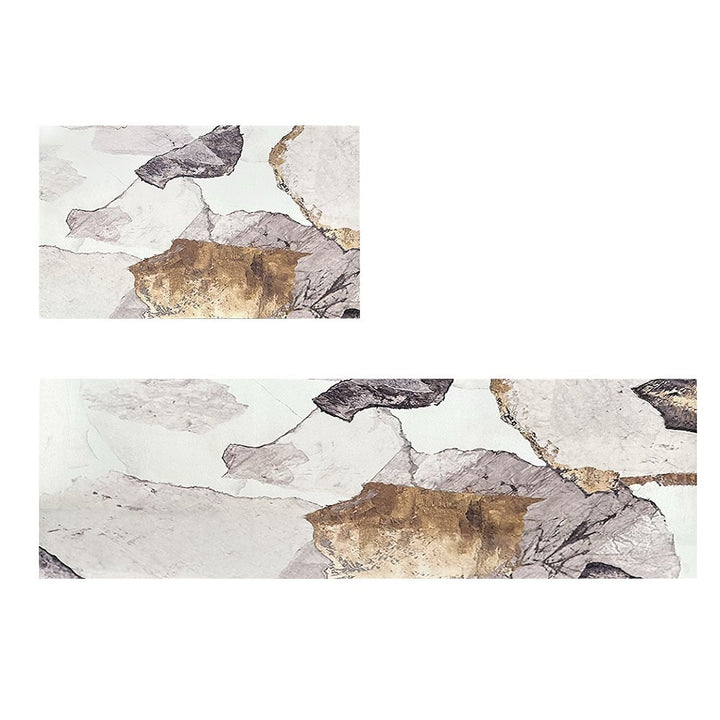 Gold Abstract Non-Slip Kitchen Runner Mats, Set of 2
