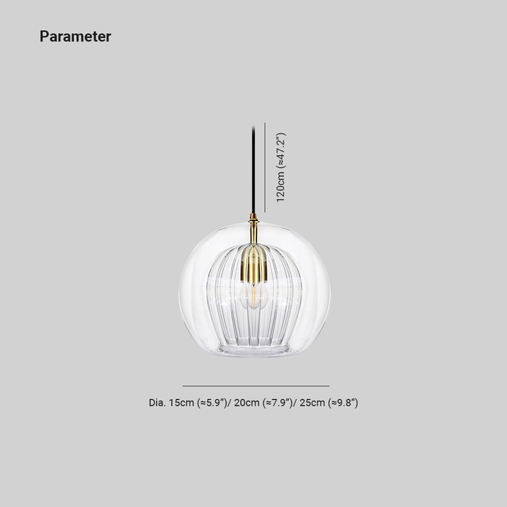 June Glass Globe Pendant Light Clear &Amber