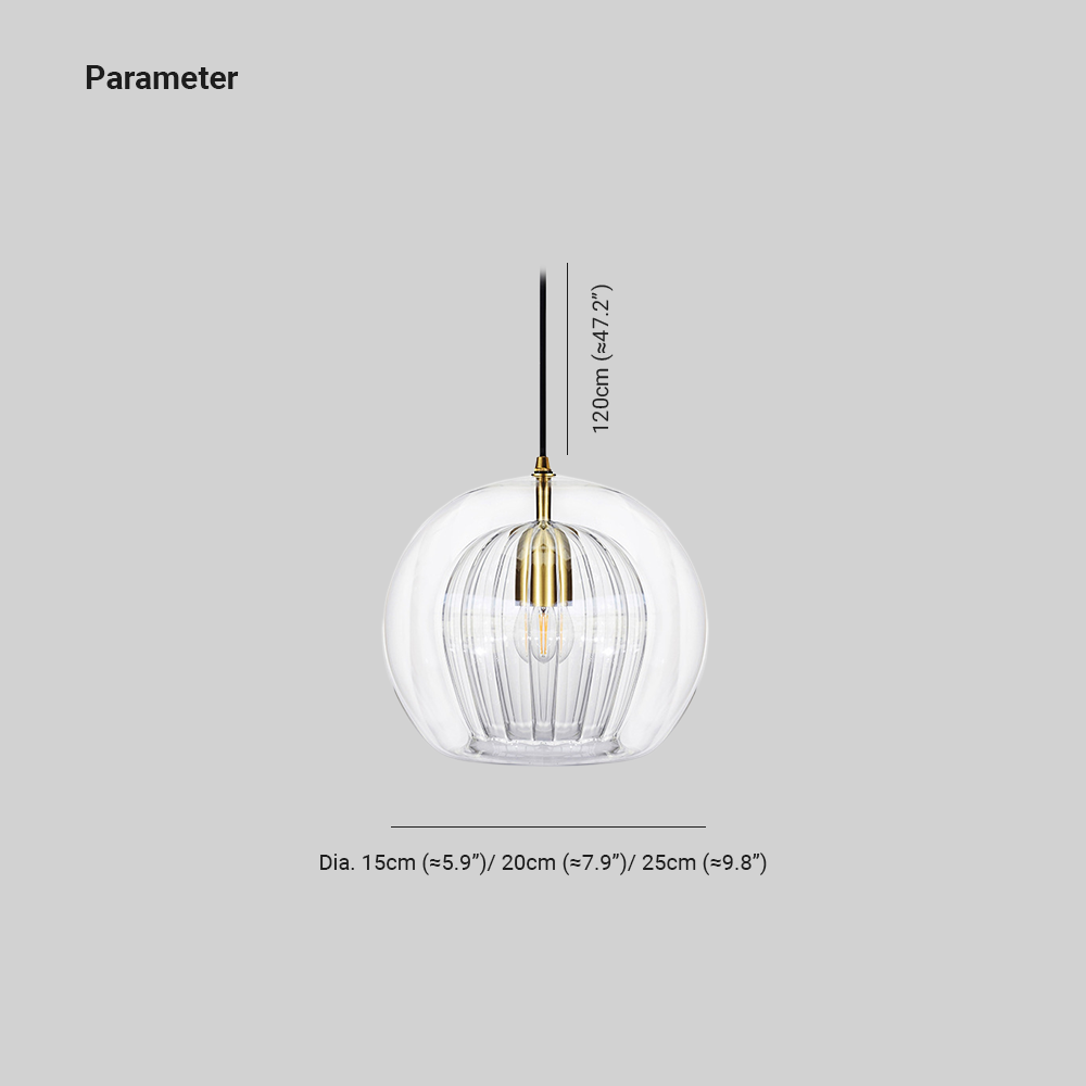 Althio Pendant Light Glass Globe Clear Amber
