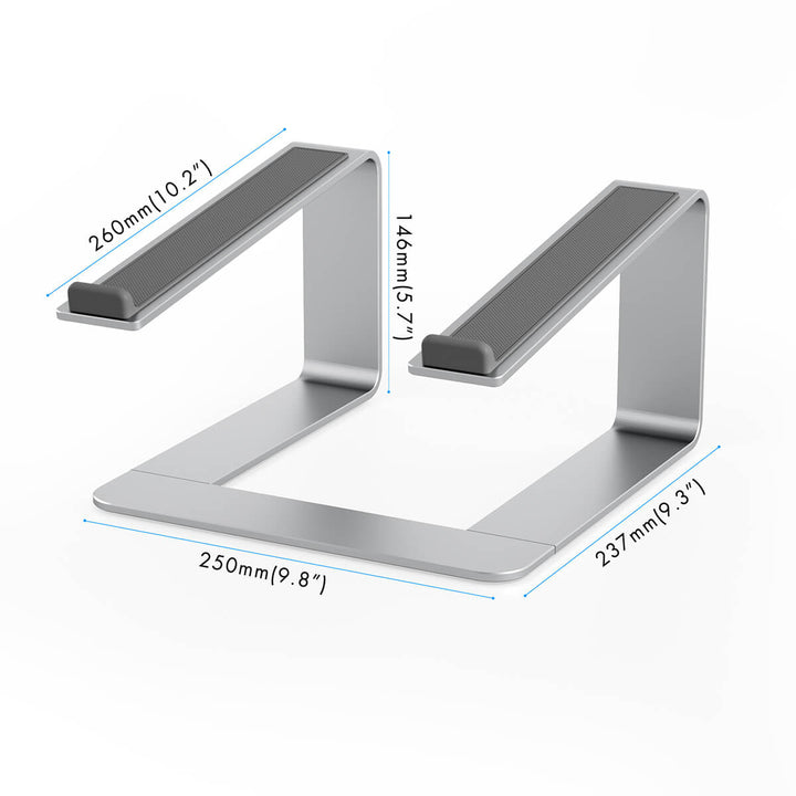 Aluminium Laptop Riser | Fixed Height, Silver or Black