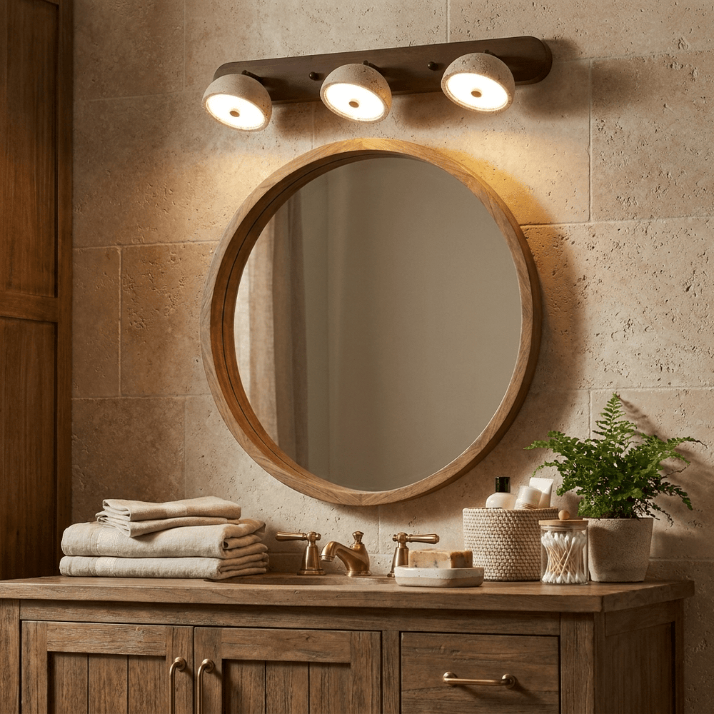 Travertine Dome Vanity Wall Light | Walnut, 2 to 4 Heads