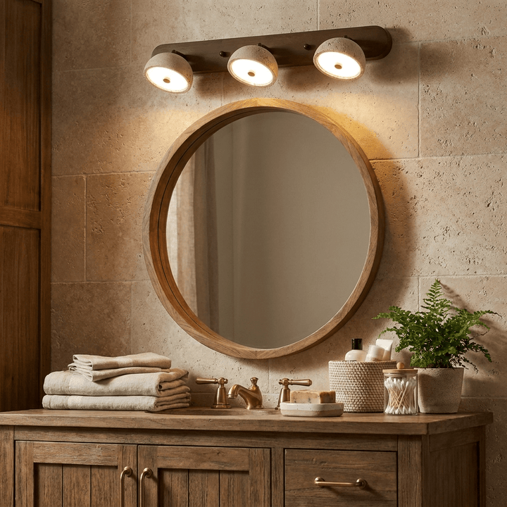 Travertine Dome Vanity Wall Light | Walnut, 2 to 4 Heads