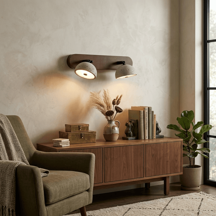 Travertine Dome Vanity Wall Light | Walnut, 2 to 4 Heads