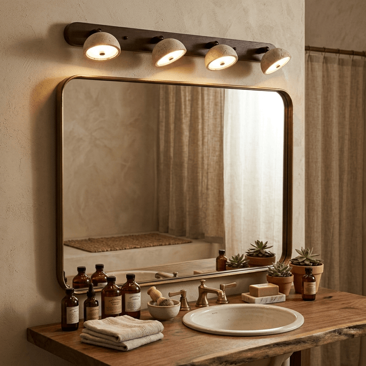 Travertine Dome Vanity Wall Light | Walnut, 2 to 4 Heads