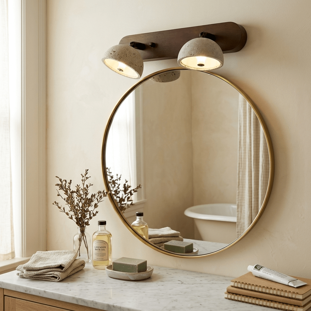 Travertine Dome Vanity Wall Light | Walnut, 2 to 4 Heads