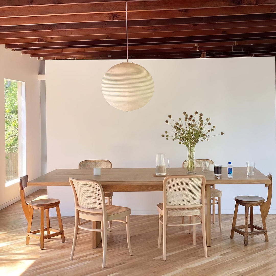 Rice Paper Globe Pendant Lights With Ribbed Shade
