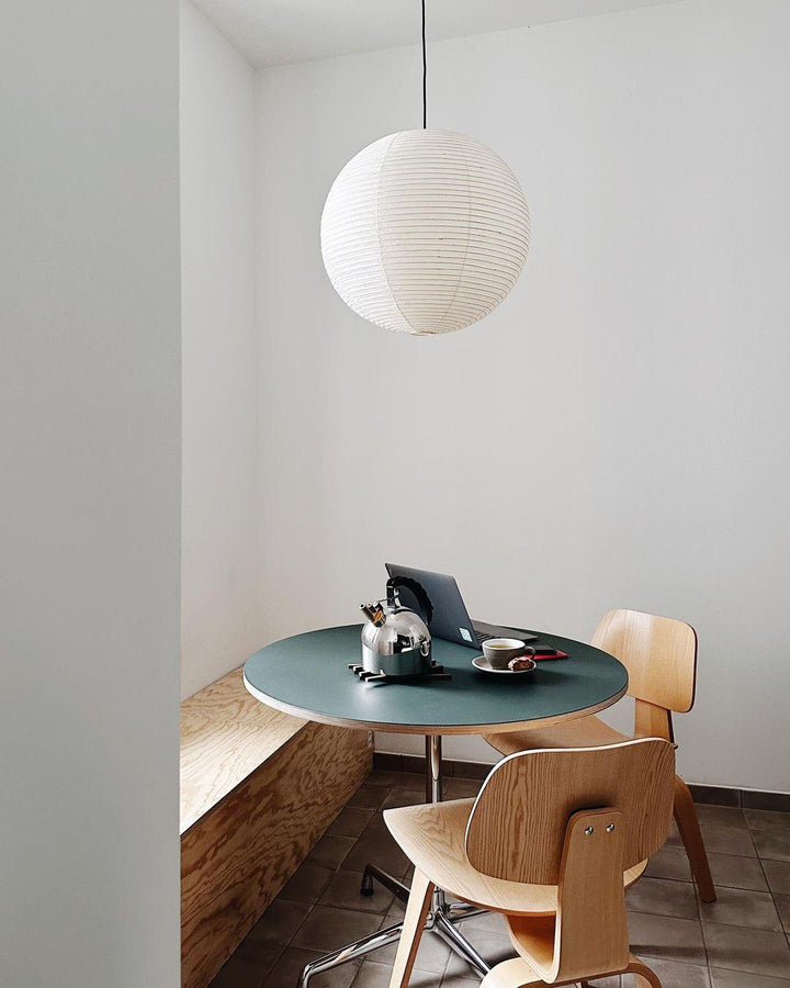 Rice Paper Globe Pendant Lights With Ribbed Shade