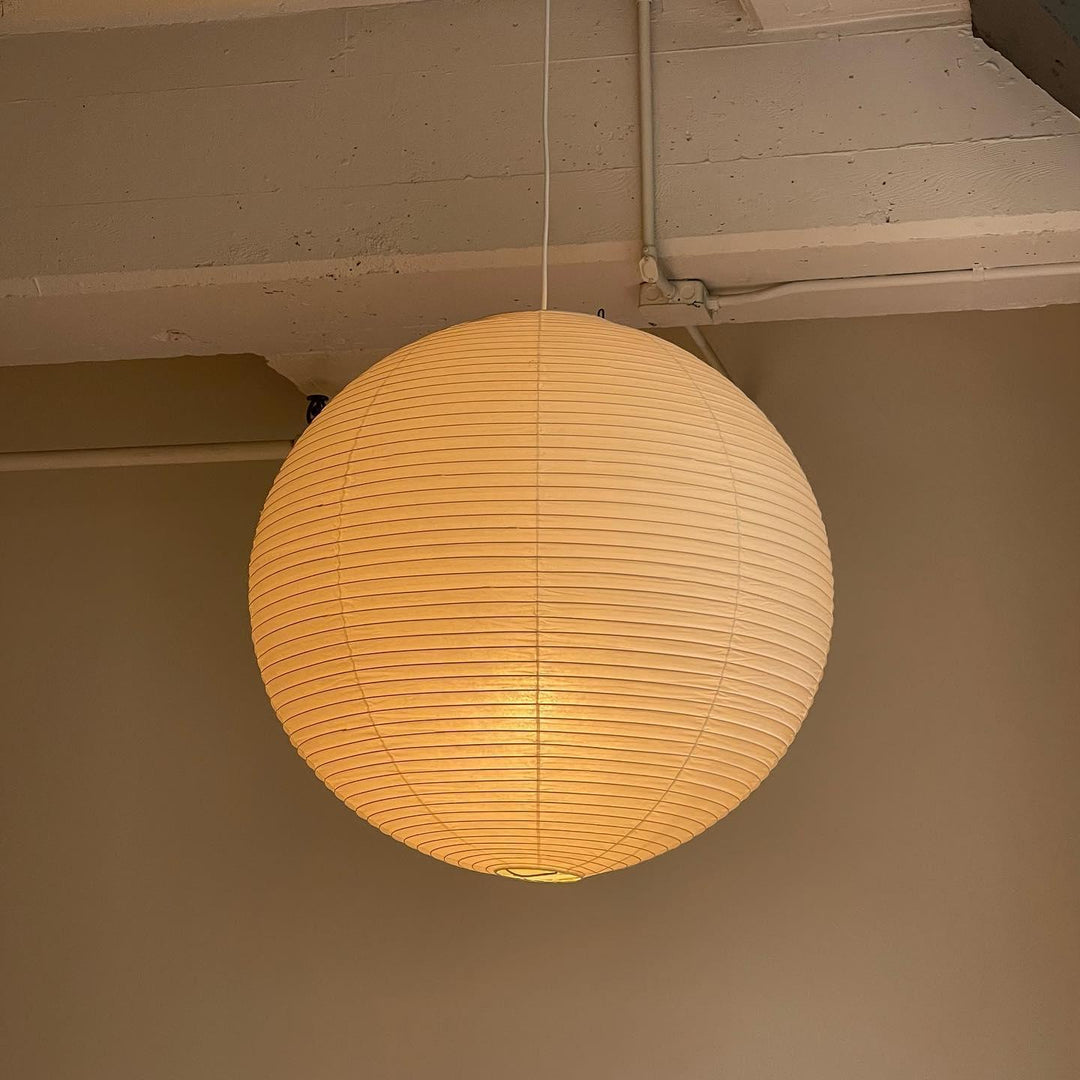 Rice Paper Globe Pendant Lights With Ribbed Shade