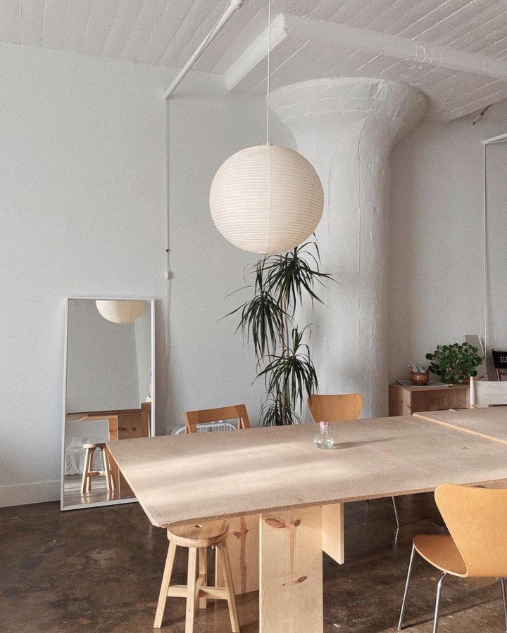 Rice Paper Globe Pendant Lights With Ribbed Shade