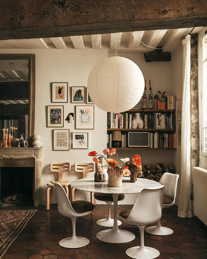 Rice Paper Globe Pendant Lights With Ribbed Shade