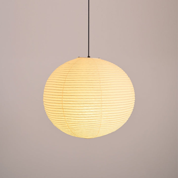 Rice Paper Globe Pendant Lights With Ribbed Shade