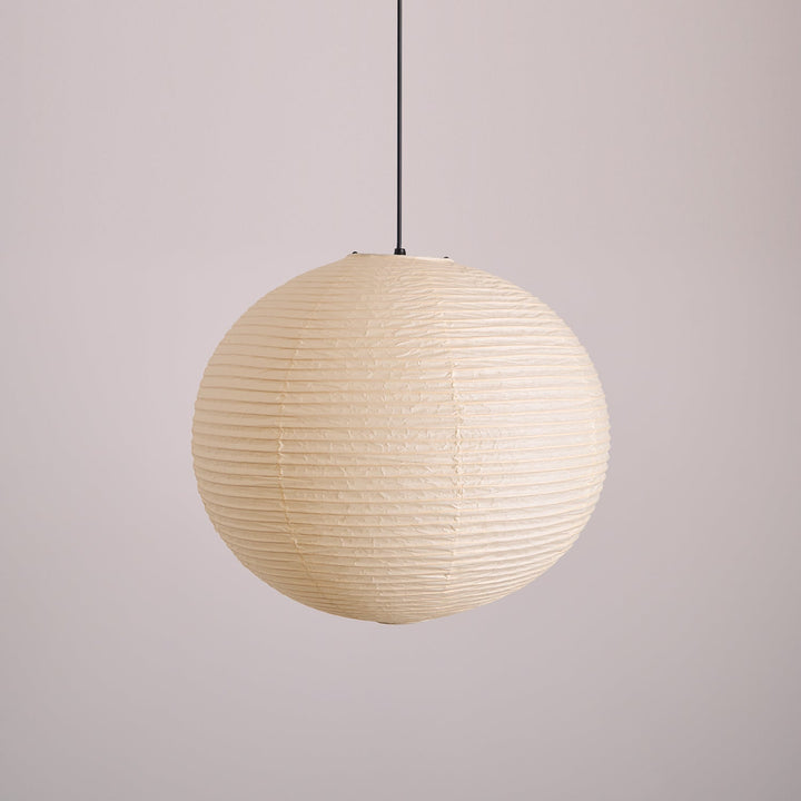 Rice Paper Globe Pendant Lights With Ribbed Shade