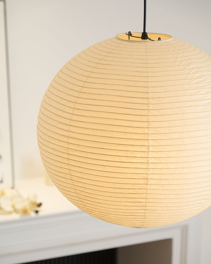 Rice Paper Globe Pendant Lights With Ribbed Shade