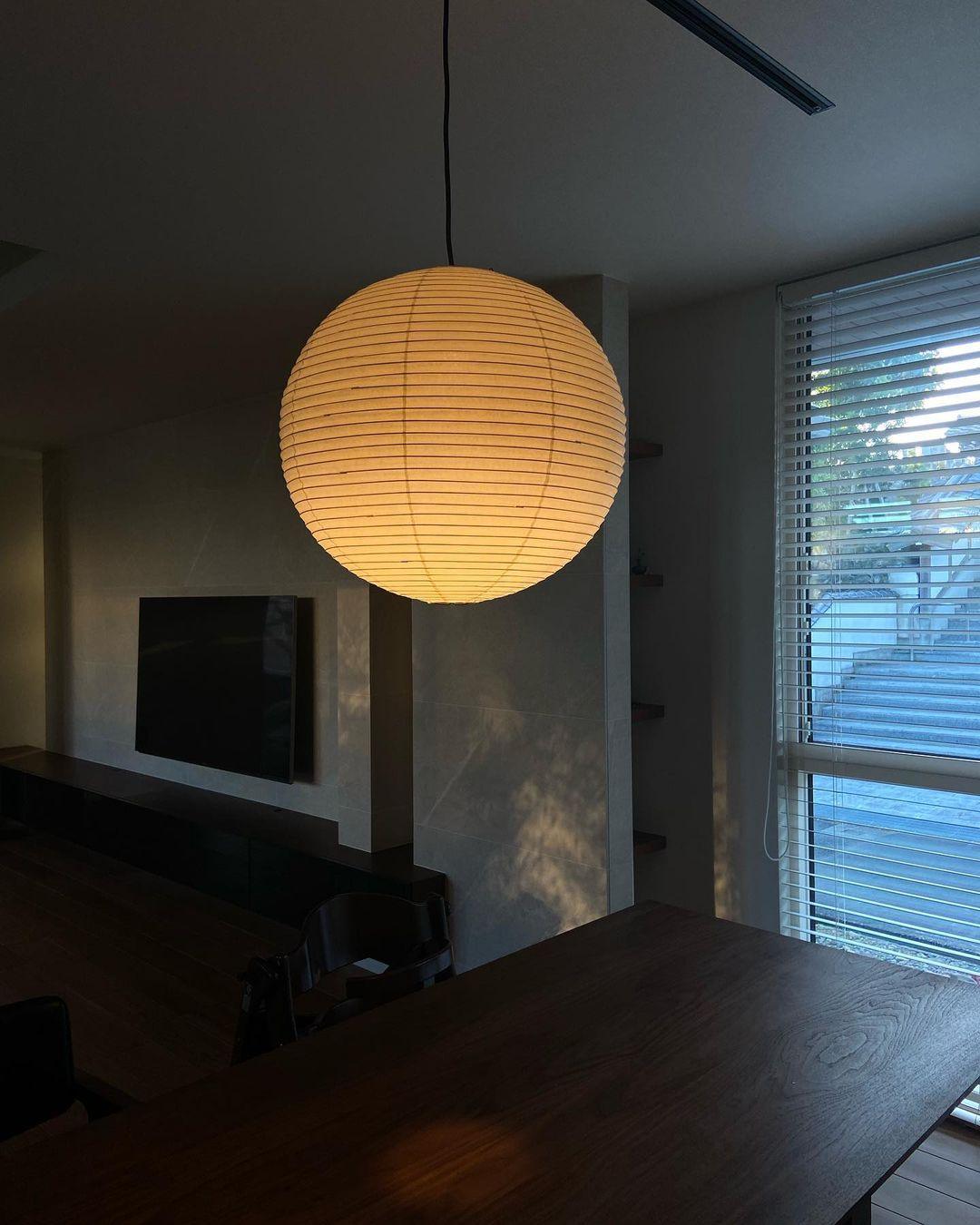 Rice Paper Globe Pendant Lights With Ribbed Shade
