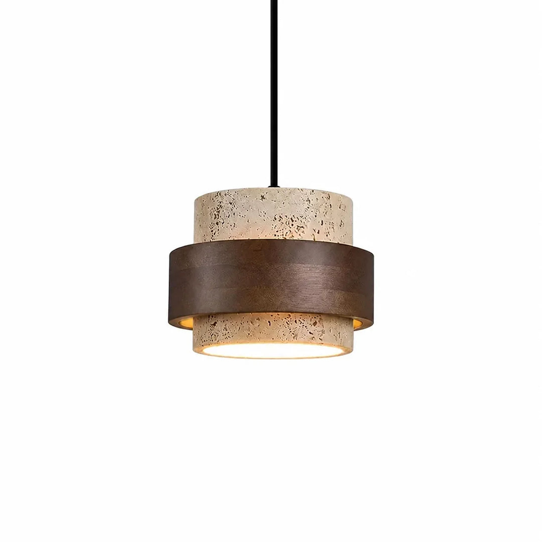 Aksel Vintage Cylindrical Travertine Stone Pendant Light