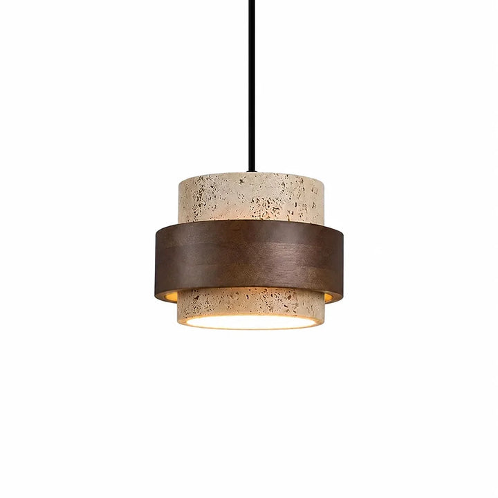 Aksel Vintage Cylindrical Travertine Stone Pendant Light
