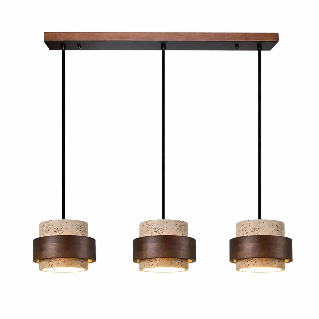 Aksel Vintage Cylindrical Travertine Stone Pendant Light
