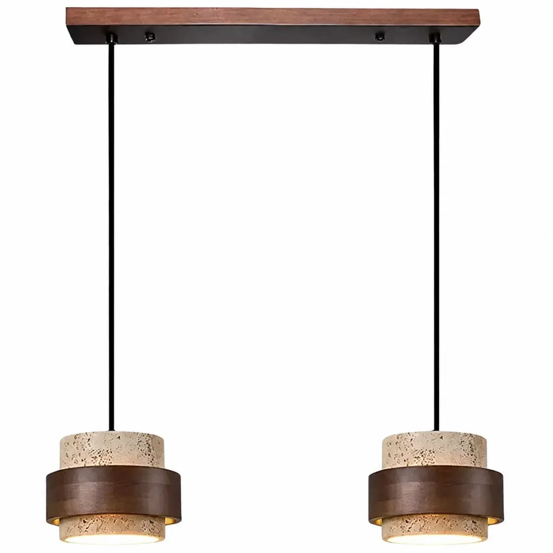 Aksel Vintage Cylindrical Travertine Stone Pendant Light