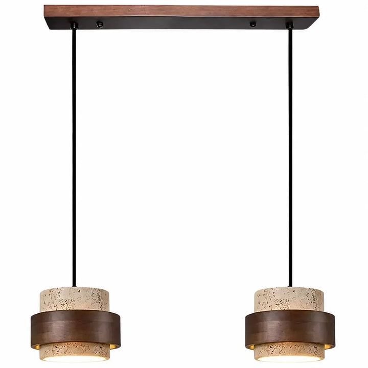 Aksel Vintage Cylindrical Travertine Stone Pendant Light