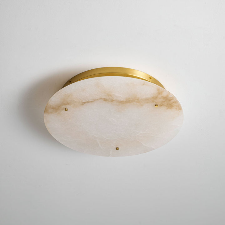Floating Alabaster Disc Flush Ceiling Light | Brass, 4 Sizes