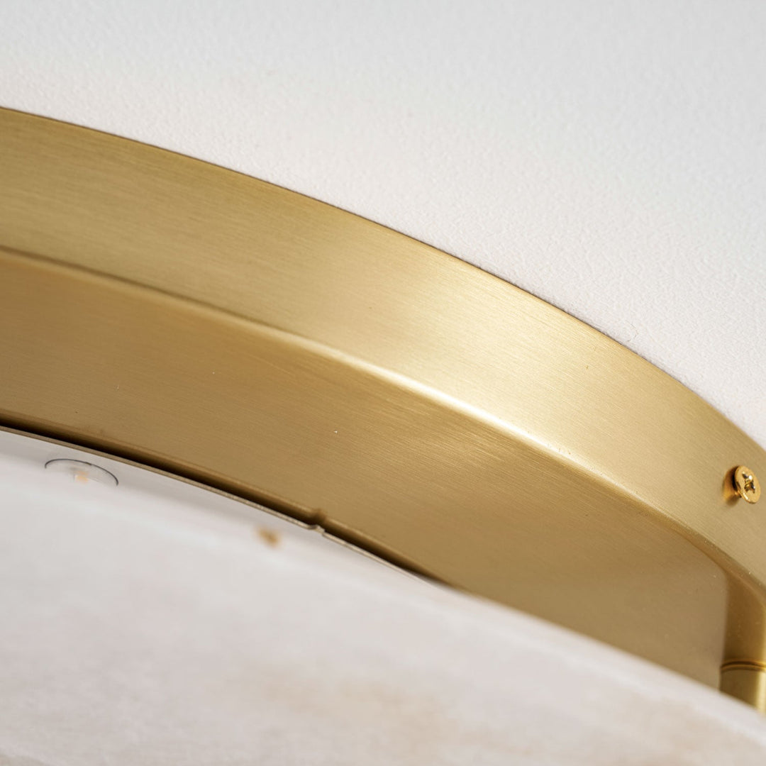 Floating Alabaster Disc Flush Ceiling Light | Brass, 4 Sizes