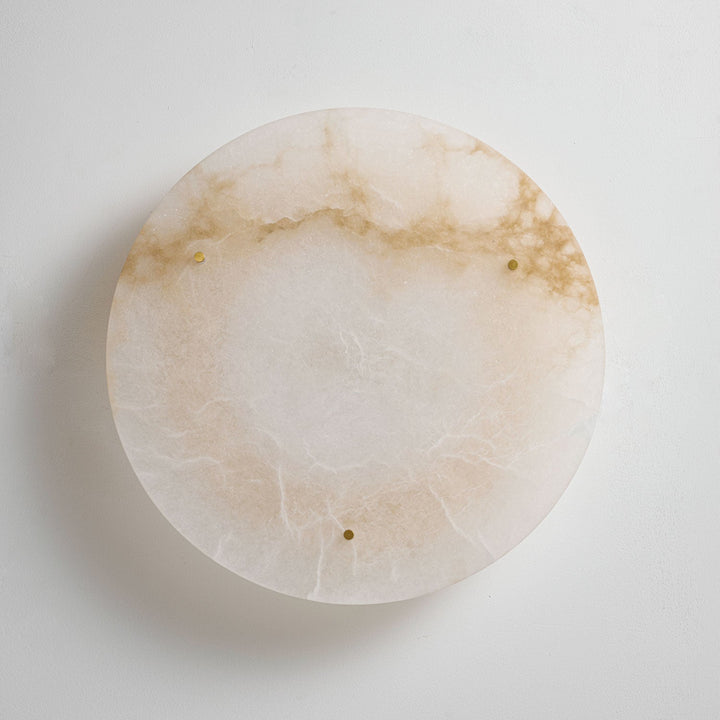 Floating Alabaster Disc Flush Ceiling Light | Brass, 4 Sizes