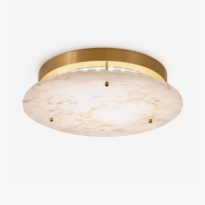 Floating Alabaster Disc Flush Ceiling Light | Brass, 4 Sizes