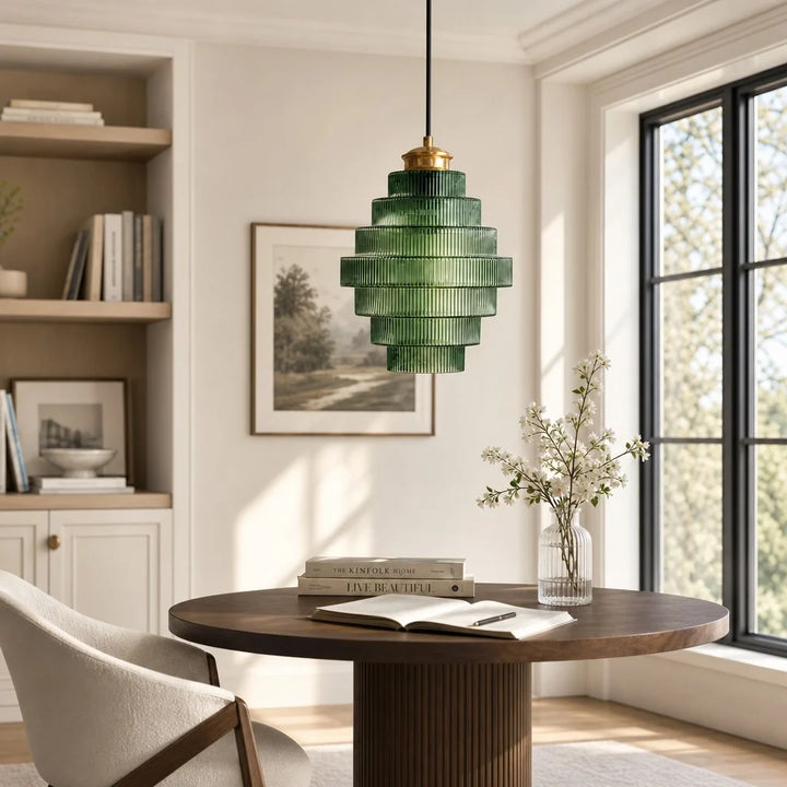 Amara Nordic Striped Stained Glass Bottle Pendant Light