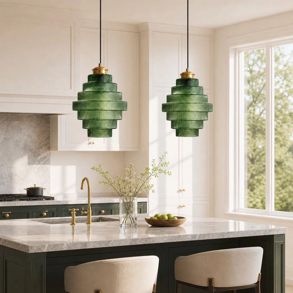 Amara Nordic Striped Stained Glass Bottle Pendant Light