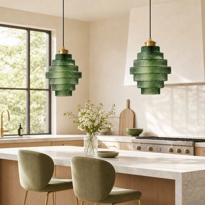 Amara Nordic Striped Stained Glass Bottle Pendant Light