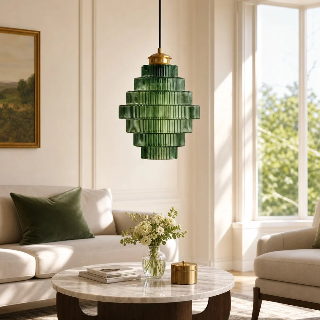 Amara Nordic Striped Stained Glass Bottle Pendant Light