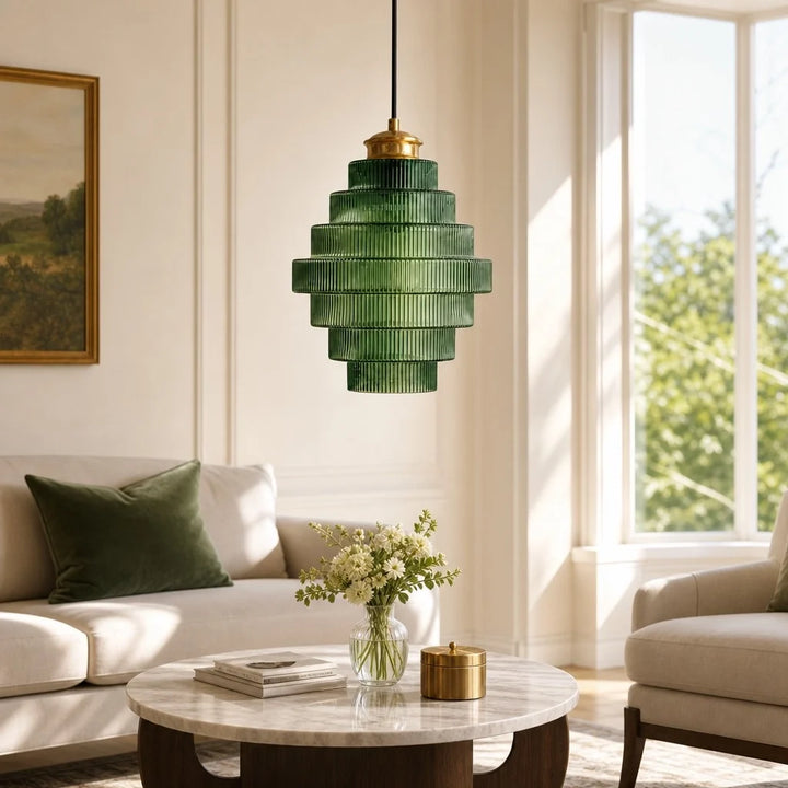 Amara Nordic Striped Stained Glass Bottle Pendant Light