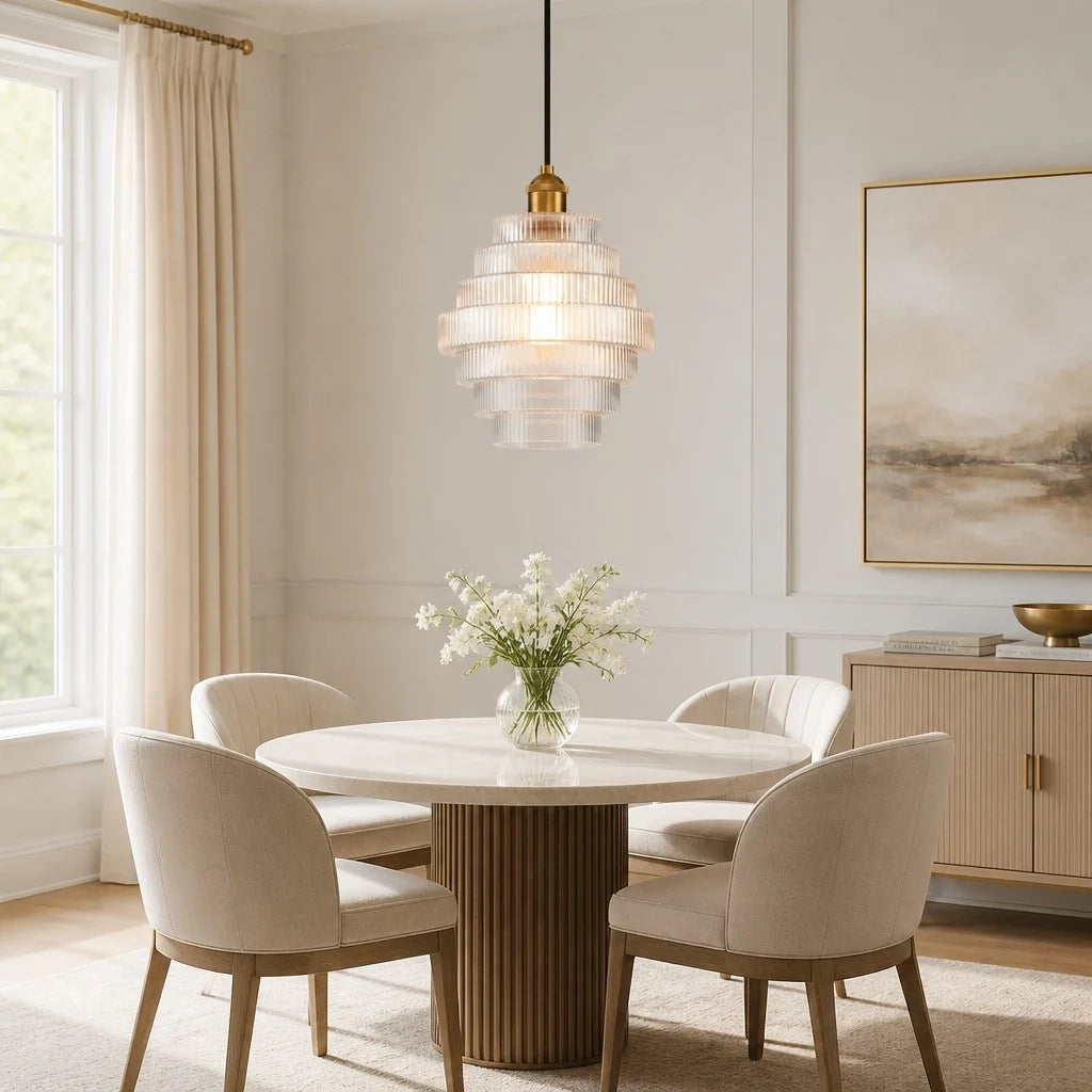 Amara Nordic Striped Stained Glass Bottle Pendant Light